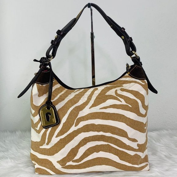 Dooney & Bourke Zebra Print Hobo Bag Tan